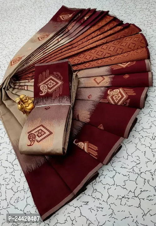 Post image Sai Store collection is the best quality
Kanjeevaram Silk Blend Woven Design Saree with Blouse Piece

 Fabric:  Silk Blend

 Type:  Saree with Blouse piece

 Style:  Woven Design

 Design Type:  Kanjeevaram

Saree Length: 5.5 (in metres)

Blouse Length: 1.0 (in metres)