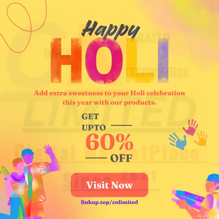 Post image 💛♥️ Happy Holi 🧡💜 , For Extra Savings On Your Shopping 🛒🛍️ , Visit :- linkup.top/cnlimited
#holishopping #holi #holifestival #holioffers