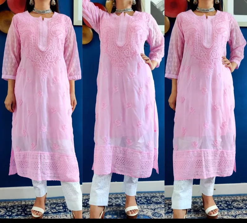 Post image Lucknowi Chikankari Fox Georgette kurti with inner ( Only Bulk )

Fabric:- Fox Georgette

Size:-     38 to 46

Length:- 46 approx

Price:-    450/- + ship