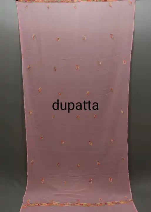 Full three piec suit material 
Fabric- georgette 
Length- 7. 5 meter 
Kurti +dupatta +bottom 
Resham uploaded by Msk chikan udyog on 3/27/2024