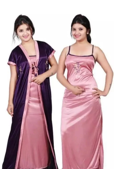 Post image 390 rs

Satin embroidery two pieces Nightdress
Name: Satin embroidery two pieces Nightdress
Fabric: Satin
Sleeve Length: Shoulder Strap
Pattern: Solid
Net Quantity (N): 1
Sizes:
L, XL, XXL, Free Size
Embroidery two pieces with housecoat and nightslip 
Country of Origin: India