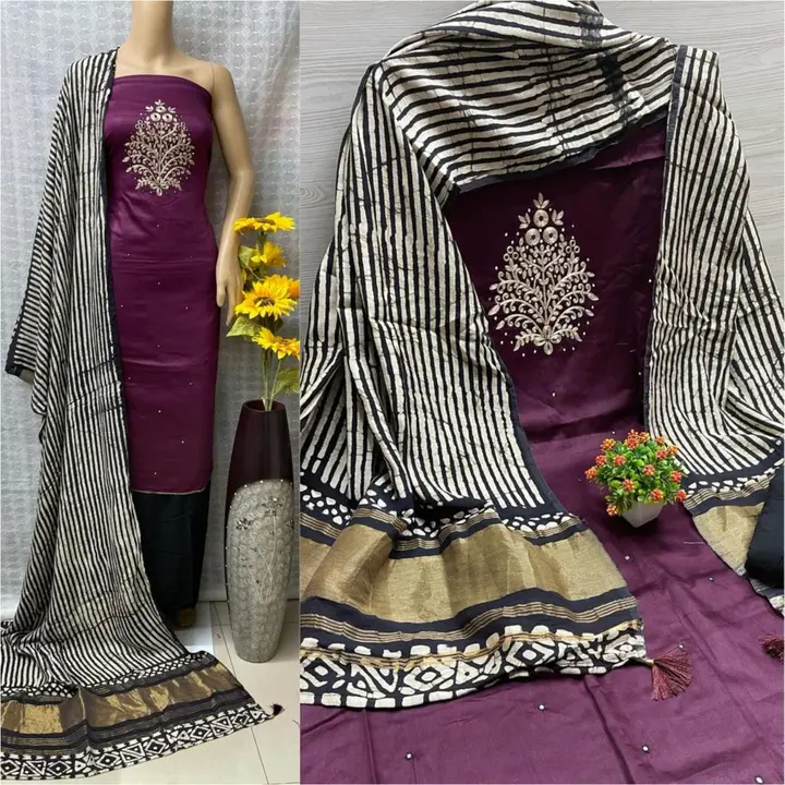 Jaan cotton with heavy embroidery work cut 2.5 MTR btm 2.5 MTR dupatta 2.25  uploaded by business on 3/27/2024