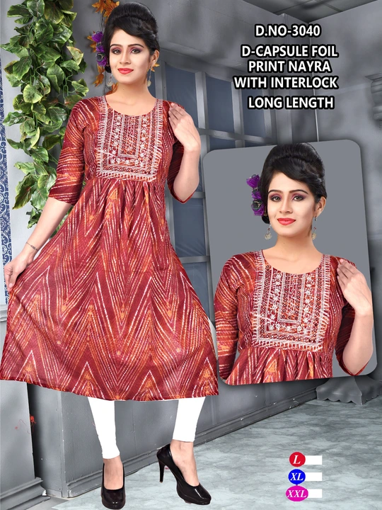 Rate:175/_
Foil fabric with  full Embodiary work  
Size: L,xl
Nyra Kurti long gown uploaded by 7984247962 Designer kurti  on 3/27/2024