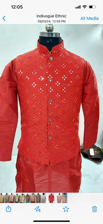 Kurta jacket set 7849033303 uploaded by Ayansh Marketing on 3/28/2024