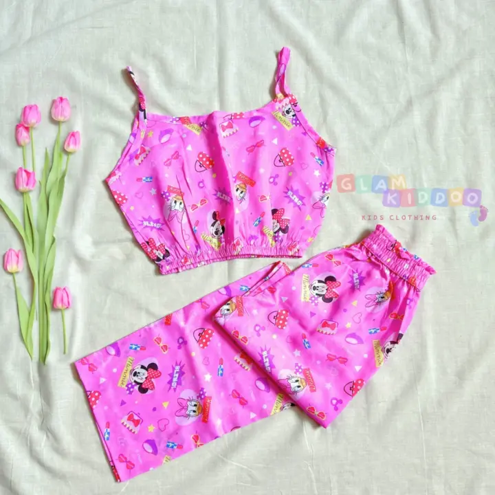 Girls Mickey Print Cami Top & Wide Leg Trousers uploaded by Glam kiddoo on 3/28/2024