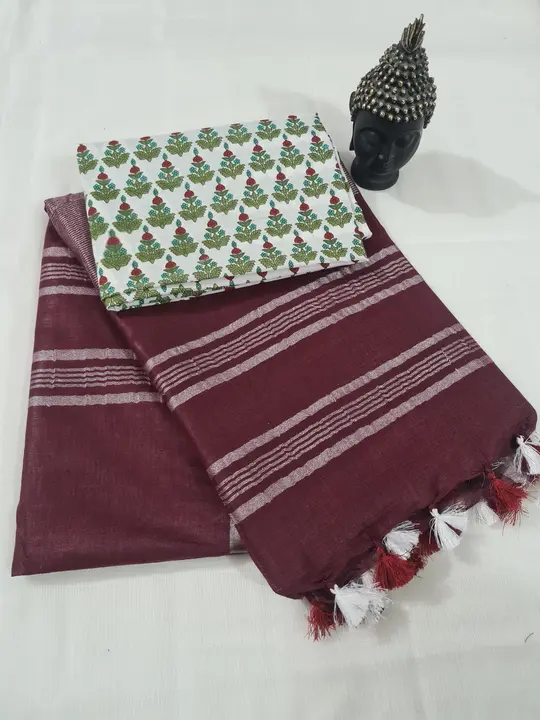 Plain cotton Linen sarees  uploaded by Indiana Creations  on 3/28/2024