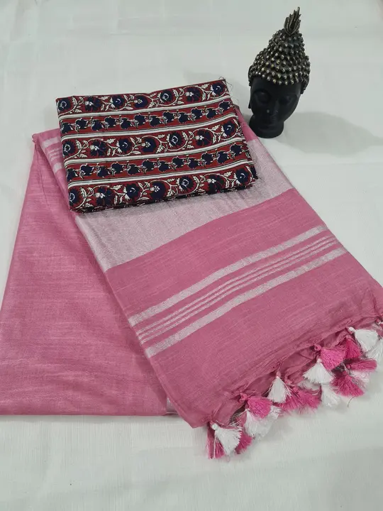 Plain cotton Linen sarees  uploaded by Indiana Creations  on 3/28/2024