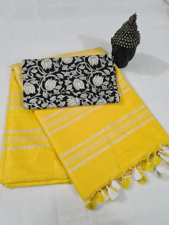 Plain cotton Linen sarees  uploaded by Indiana Creations  on 3/28/2024