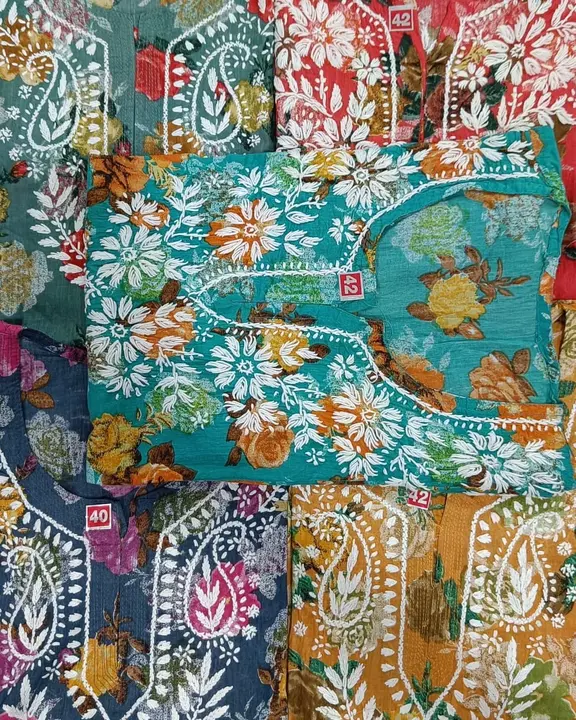 Short top
Fabric mul mul cotton
Length 32 
Size 38 to 44
Printed work... uploaded by Msk chikan udyog on 3/28/2024