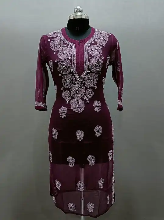 Kurti 
Fabric- georgette 
Size 36 to 42
Length- 44
Gulab work... uploaded by Msk chikan udyog on 3/28/2024