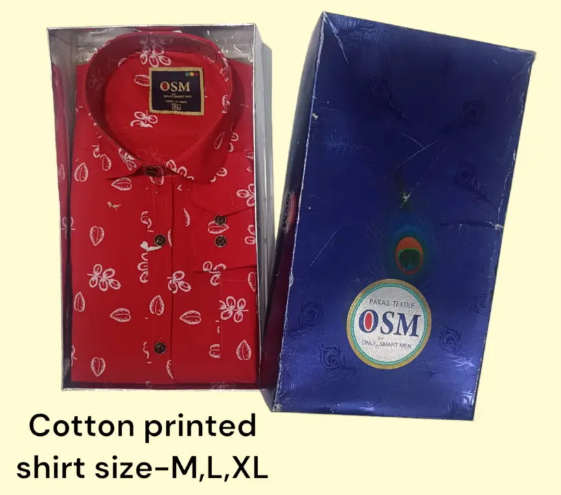 Men's box pack cotton printed shirt -OSM-70-Red uploaded by business on 3/28/2024