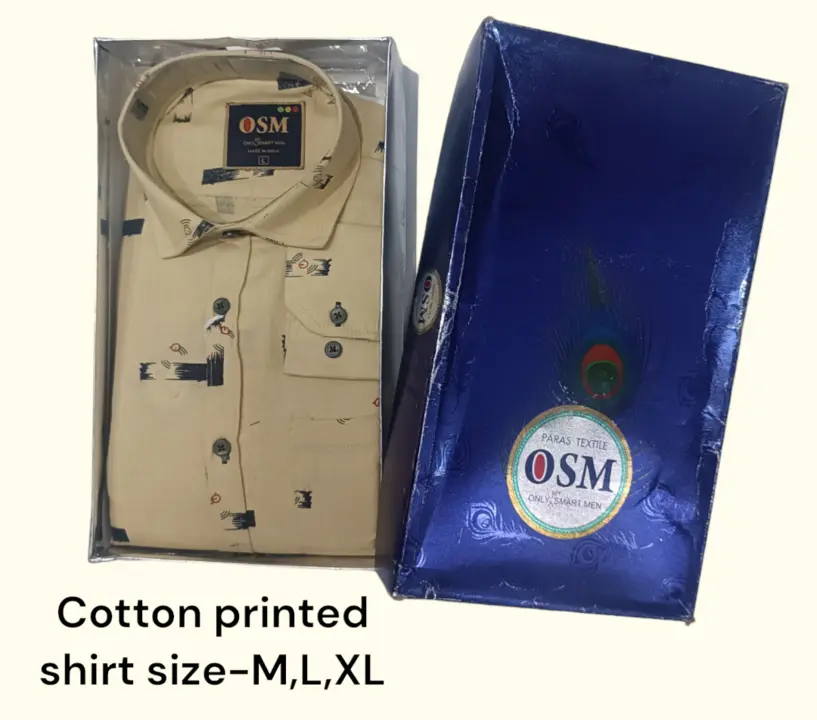 Men's box pack cotton printed shirt -OSM-56-Camel uploaded by business on 3/28/2024