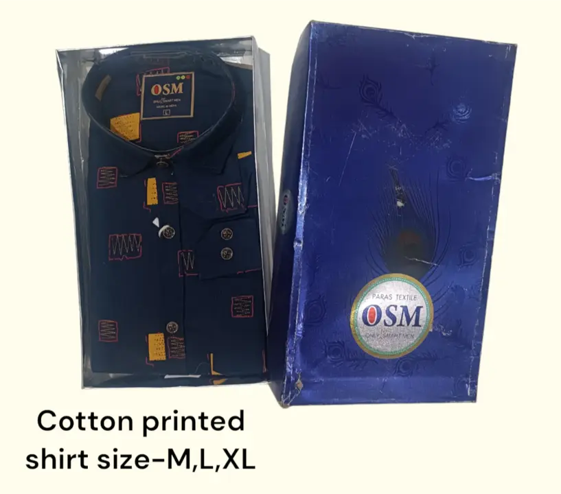 Men's box pack cotton printed shirt -OSM-73-Navy uploaded by Kushal Jeans, Indore on 3/28/2024