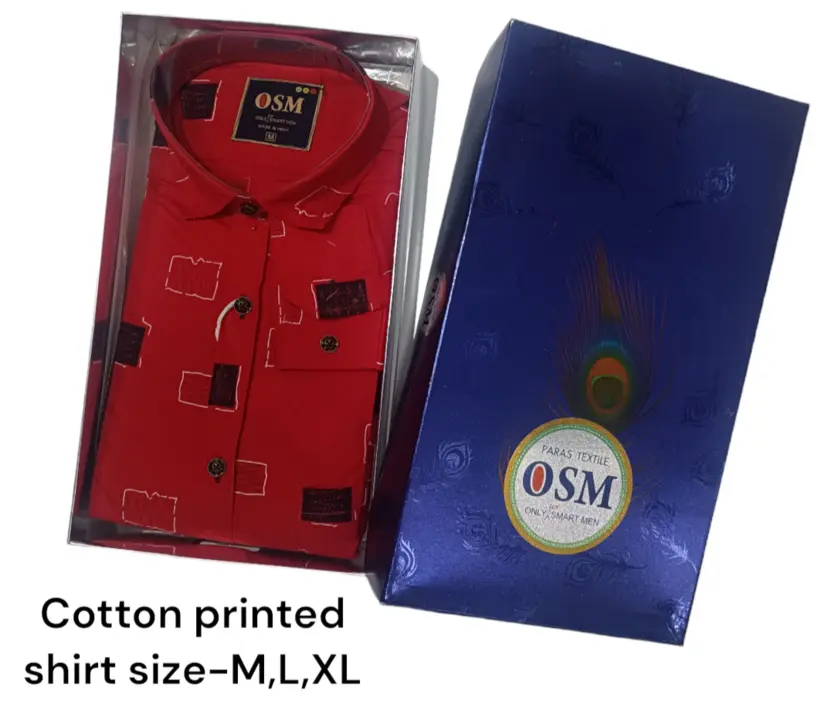 Men's box pack cotton printed shirt -OSM-73-Red uploaded by Kushal Jeans, Indore on 3/28/2024