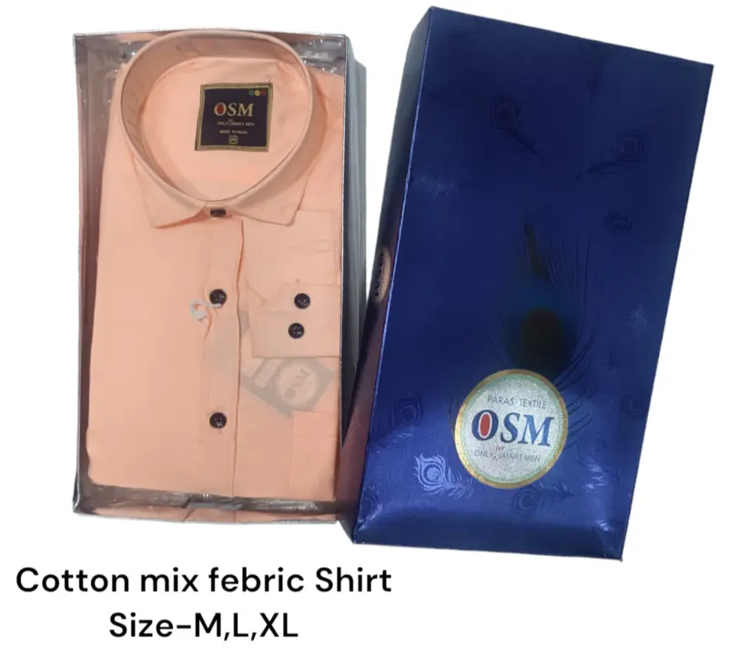 Men's box pack cotton mix febric plain shirt -OSM-83-Peach uploaded by business on 3/28/2024