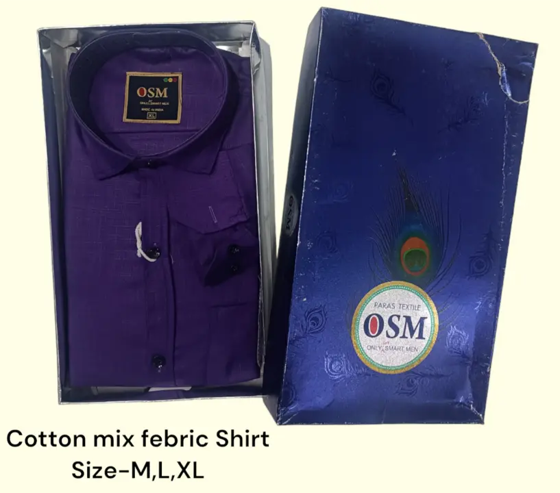 Men's box pack cotton mix febric plain shirt -OSM-83-darkpurpal uploaded by business on 3/28/2024