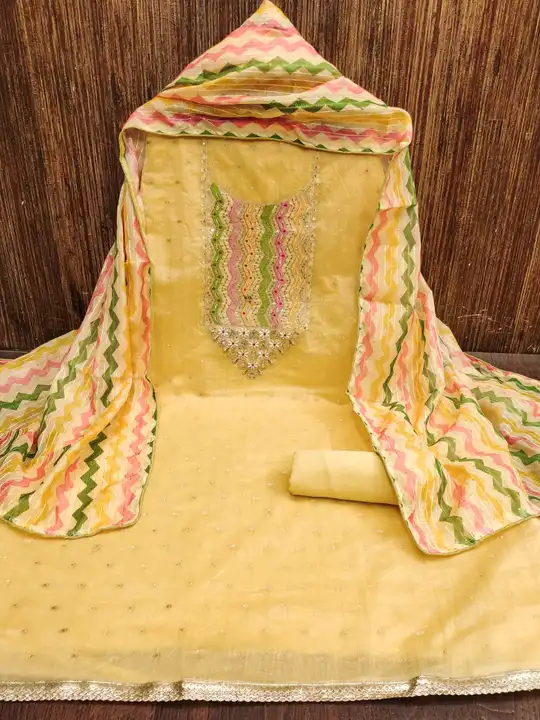 CHANDERI BOOTI MULTI WORK NECK* uploaded by business on 3/29/2024