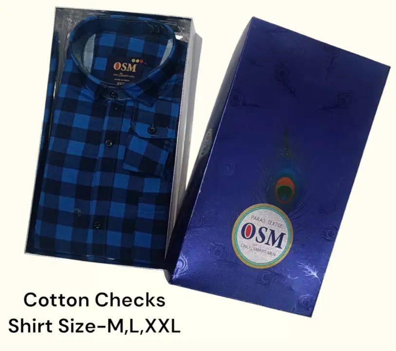 Men's box pack cotton checks Shirt -OSM-BLUE-01 uploaded by Kushal Jeans, Indore on 3/29/2024