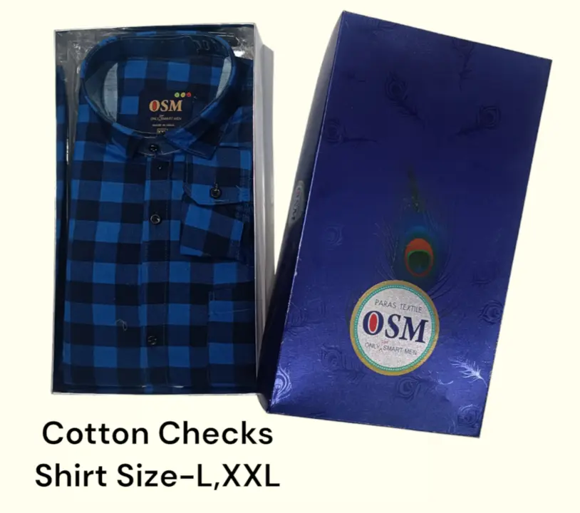Men's box pack cotton checks shirt -OSM-BLUE-02 uploaded by Kushal Jeans, Indore on 3/29/2024