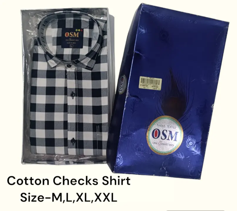 Men's box pack cotton checks shirt -OSM-WHITE-01 uploaded by business on 3/29/2024