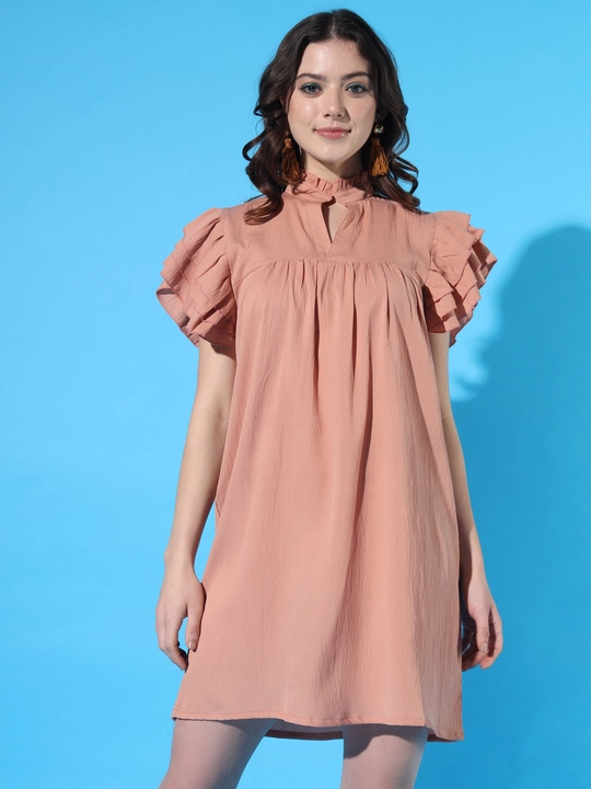 Women flutter sleeves A-line dress 44001 uploaded by Broowl International on 3/29/2024