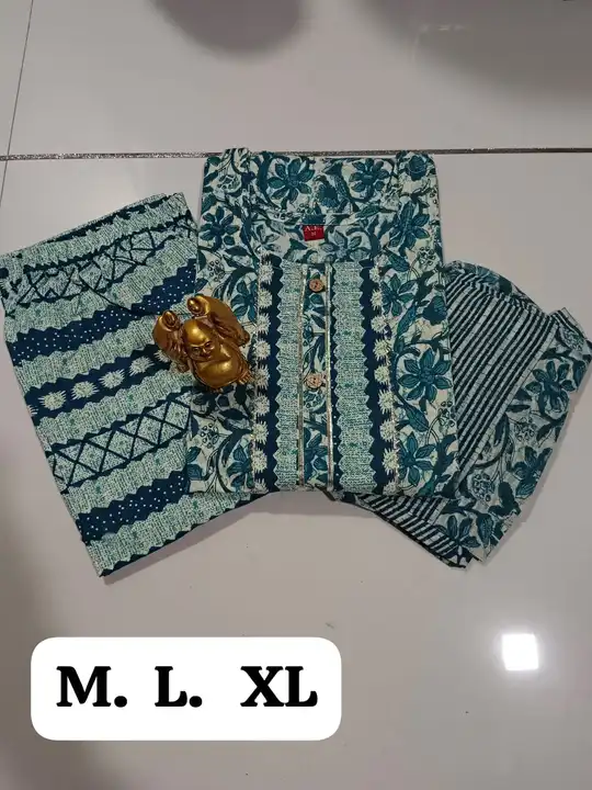 Premium Jaipuri pure cotton three piece set uploaded by Vihu fashion on 3/29/2024