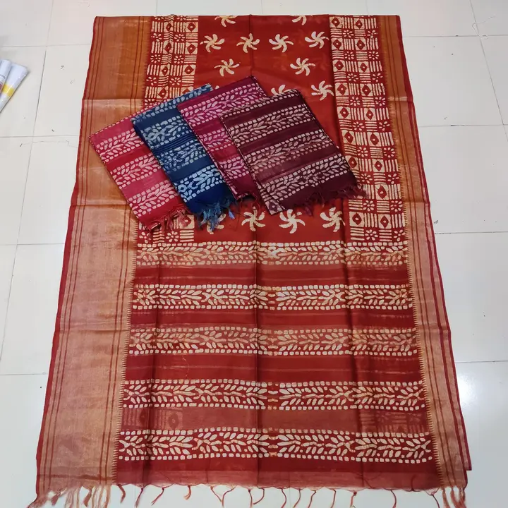 BagalPuri Batik cotton saree with Blouse 
Soft material 
 uploaded by Shv Sh Handloom on 3/29/2024