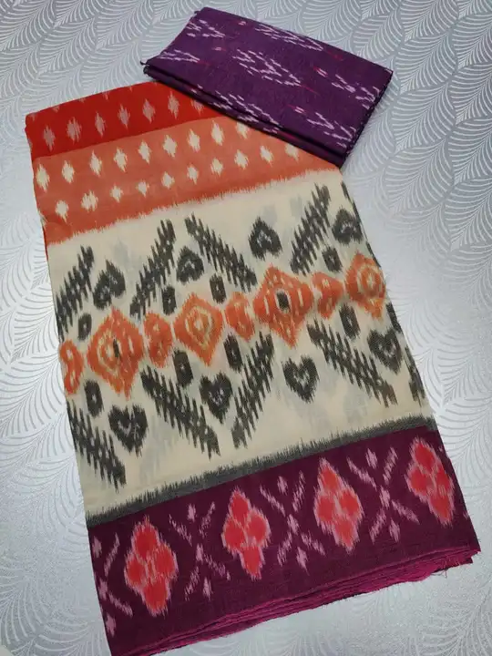 Pochampally Pure Cotton ikat saree with blouse  uploaded by business on 3/30/2024