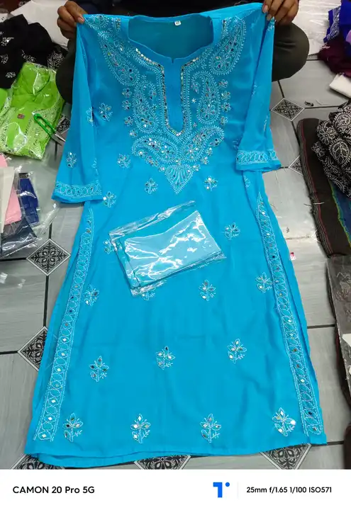Lucknowi chikankari kurti with inner uploaded by business on 3/30/2024