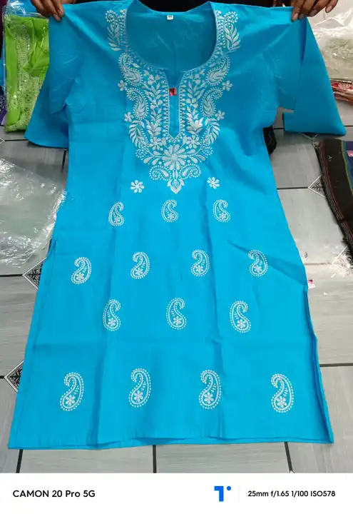Lucknowi Pure cotton kurti embroidery work uploaded by business on 3/30/2024