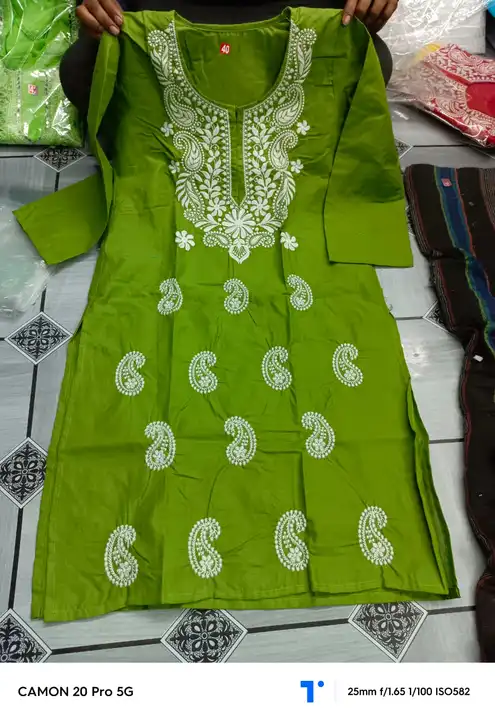 Lucknowi Pure cotton kurti embroidery work uploaded by Surya Chikankari mens kurta pajama manufacturer on 3/30/2024