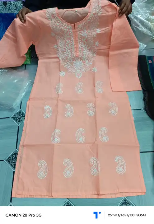 Lucknowi Pure cotton kurti embroidery work uploaded by Surya Chikankari mens kurta pajama manufacturer on 3/30/2024