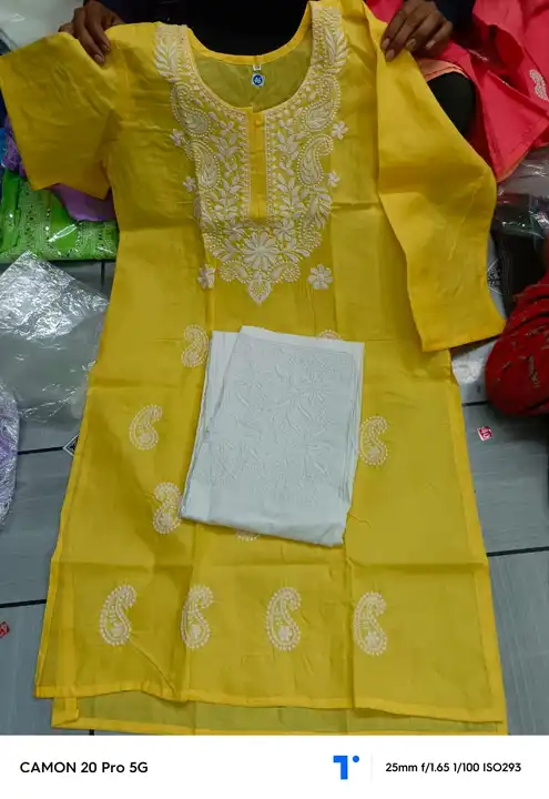 Lucknowi pure cotton kurti with pant uploaded by Surya Chikankari mens kurta pajama manufacturer on 3/30/2024