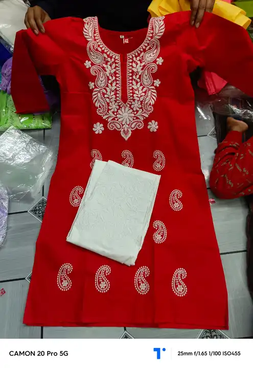 Lucknowi pure cotton kurti with pant uploaded by Surya Chikankari mens kurta pajama manufacturer on 3/30/2024