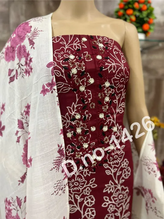 Neck embroidery work pure cotton  uploaded by Heena fashion house on 3/30/2024
