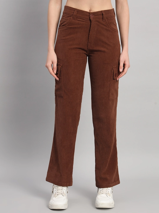 Women relaxed straight fit  corduroy weave cotton cargas trousers uploaded by Broowl International on 3/30/2024