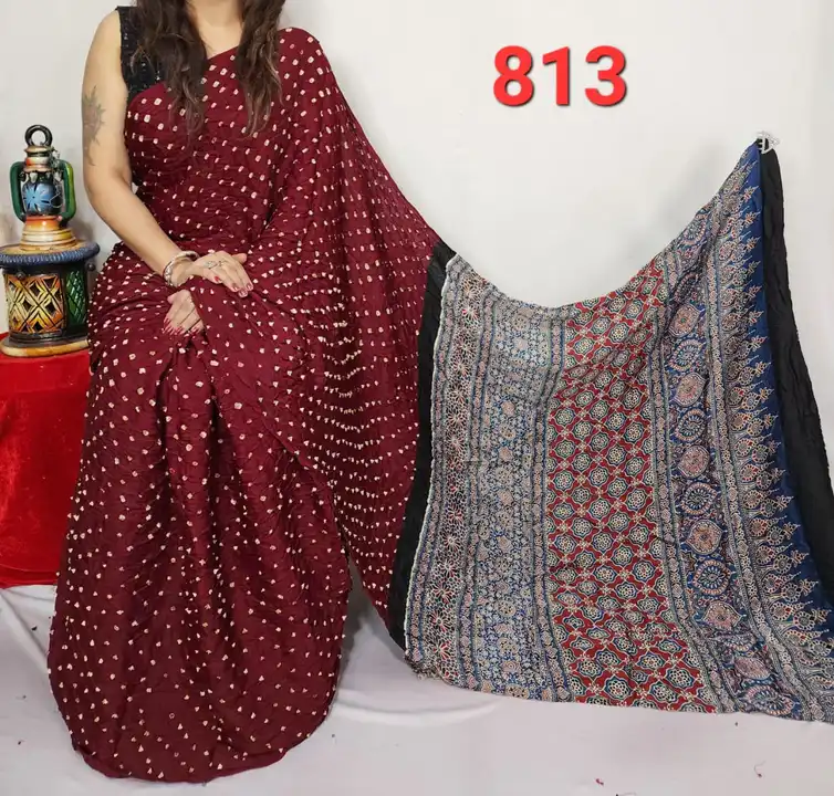 Post image Sarees
Rs.2550*
50+ colours available
Bandhani / bandhej with Ajrakh
Original from Kutch... not replica...
