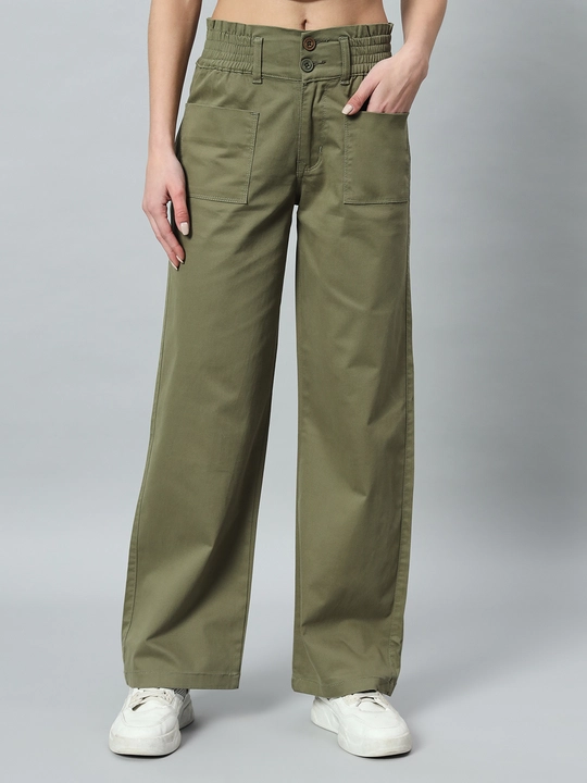 Women relaxed straight fit easy wash cotton parallel trousers uploaded by business on 3/30/2024