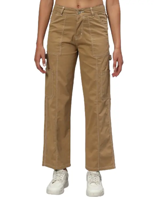 Women relaxed loose fit high rise cargo trousers  uploaded by Broowl International on 3/30/2024