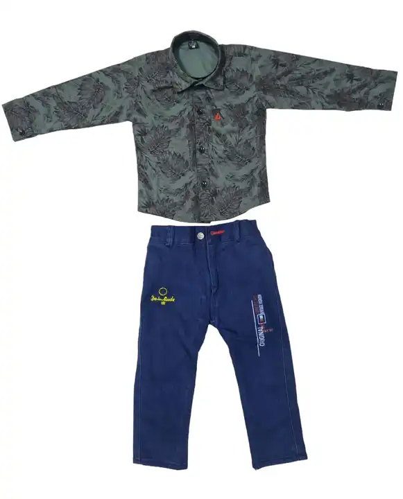 Kids boys laffer fabric shirts and jeans pant set  uploaded by business on 4/1/2024