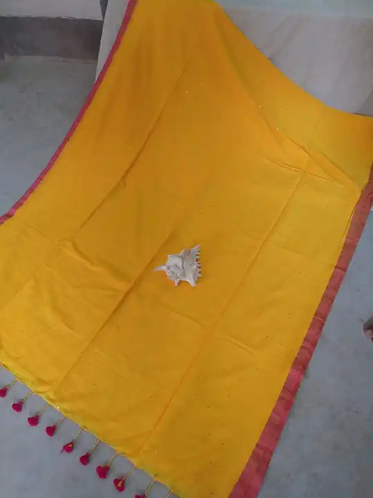 Khadi cotton handloom sequence saree with blouse pi's  uploaded by ADSHOP ® on 4/1/2024
