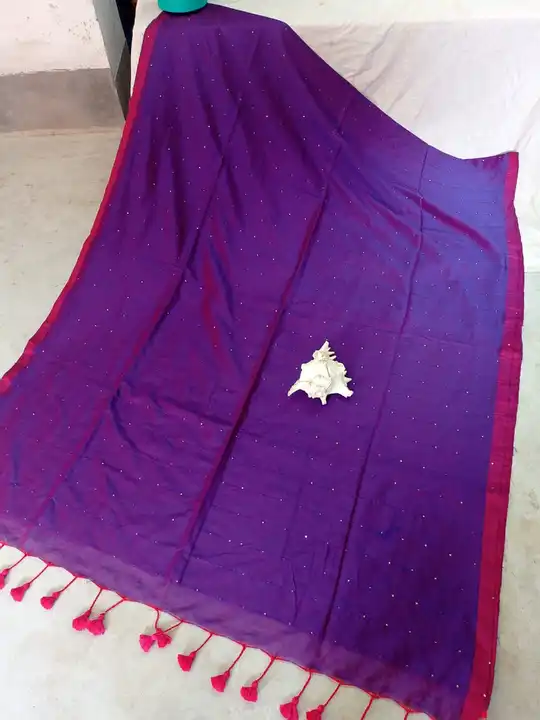 Khadi cotton handloom sequence saree with blouse pi's  uploaded by ADSHOP ® on 4/1/2024