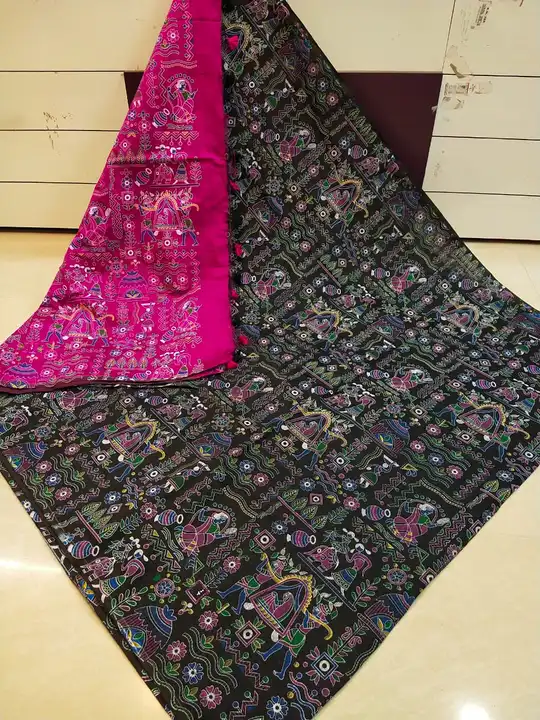Silk by cotton handloom Madhubani print saree with blouse pi's  uploaded by business on 4/1/2024