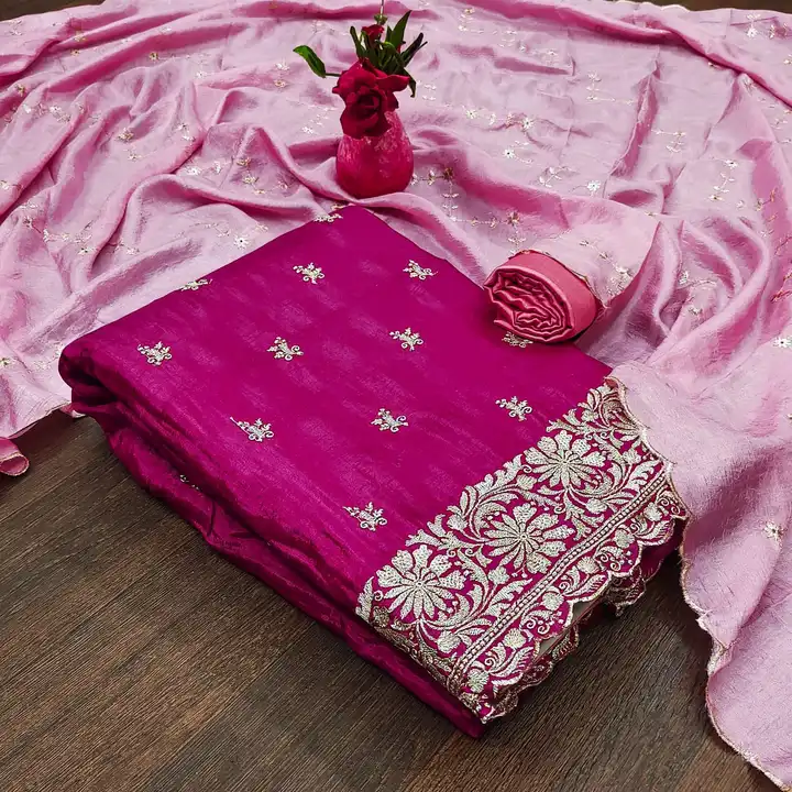 SOFT VICHITRA SILK WITH MULTI WORK* uploaded by Kesari Nandan Fashion saree and dress material on 4/1/2024