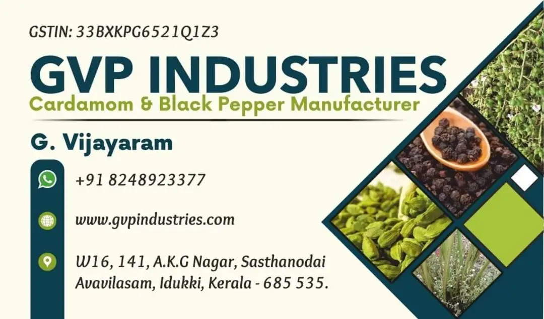 Post image GVP Industries 

01.04.2024 price : 

Green Cardamom Price list below :

Origin : Kerala,Idukki.(Manufacturer).

8 to 9mm average green cardamom price is - 2000/kg.

7 to 8mm green cardamom price is - 1600/kg.

6 to 7 green cardamom price is - 1440/kg.

5 to 6 green cardamom price is - 1400/kg.

8mm split cardamom price is - 1640/kg.

Bulk grade green cardamom price is - 1550/kg.

Contact &amp; what's App Number is : +91 8248923377.

Note : Gst 5% and Transportation Extra. 

All india delivery. MOQ : 10KG.