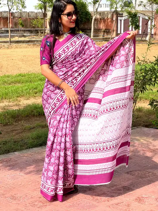 Cotton saree with blouse  uploaded by Mohit hand Prints on 4/2/2024