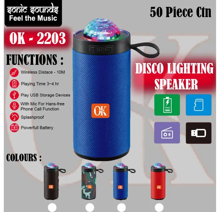 Minimum Quantity 10 Pcs Disco Series Bluetooth Speakers Battery Backup 5 To 6 Hours uploaded by business on 4/2/2024