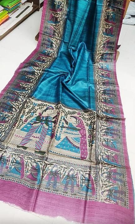 Tussar gicha silk with printed uploaded by business on 7/19/2020