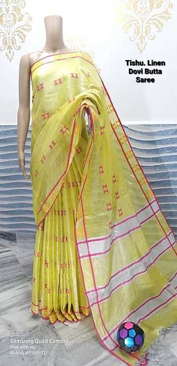Linen tissue saree uploaded by business on 7/19/2020