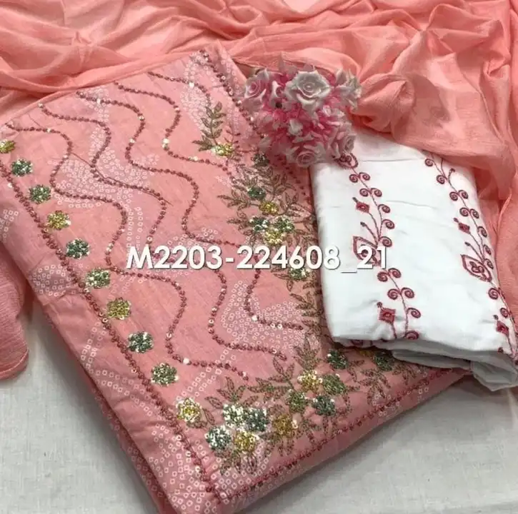 Chiffon Dupatta Embroidery Suit  uploaded by Zuberiya Global on 4/4/2024